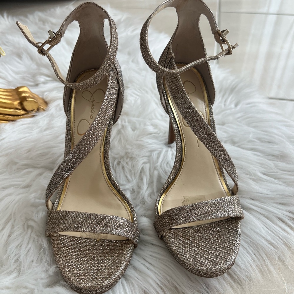 Jessica Simpson champagne strappy heels